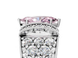 White gold Fancy Pink Marquise  Halo Pave Diamond Engagement Ring with Milgrain Detailing_54