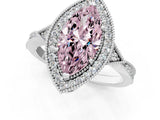 White gold Fancy Pink Marquise  Halo Round Diamond Milgrain Pave Engagement Ring_4