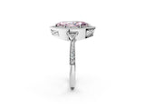 White gold Fancy Pink Marquise  Halo Round Diamond Milgrain Pave Engagement Ring_5