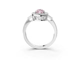 White gold Fancy Pink Marquise  Halo Round Diamond Milgrain Pave Engagement Ring_6