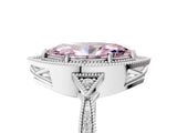 White gold Fancy Pink Marquise  Halo Round Diamond Milgrain Pave Engagement Ring_8