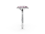 White gold Fancy Pink Marquise  Halo Round Diamond Pavé Band Four-Prong Ring_5