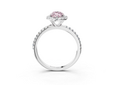 White gold Fancy Pink Marquise  Halo Round Diamond Pavé Band Four-Prong Ring_6