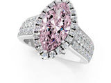 White gold Fancy Pink Marquise  Halo Round Diamond Pave Band with Prong Setting 3