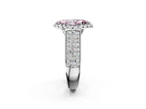 White gold Fancy Pink Marquise  Halo Round Diamond Pave Band with Prong Setting 4