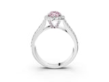 White gold Fancy Pink Marquise  Halo Round Diamond Pave Band with Prong Setting 5