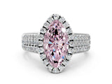 White gold Fancy Pink Marquise  Halo Round Diamond Pave Band with Prong Setting_24