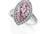 White gold Fancy Pink Marquise  Halo Solitaire Diamond Ring with Pave Band and Bezel Setting_49