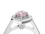 White gold Fancy Pink Marquise  Halo Solitaire Diamond Ring with Pave Band and Bezel Setting_53