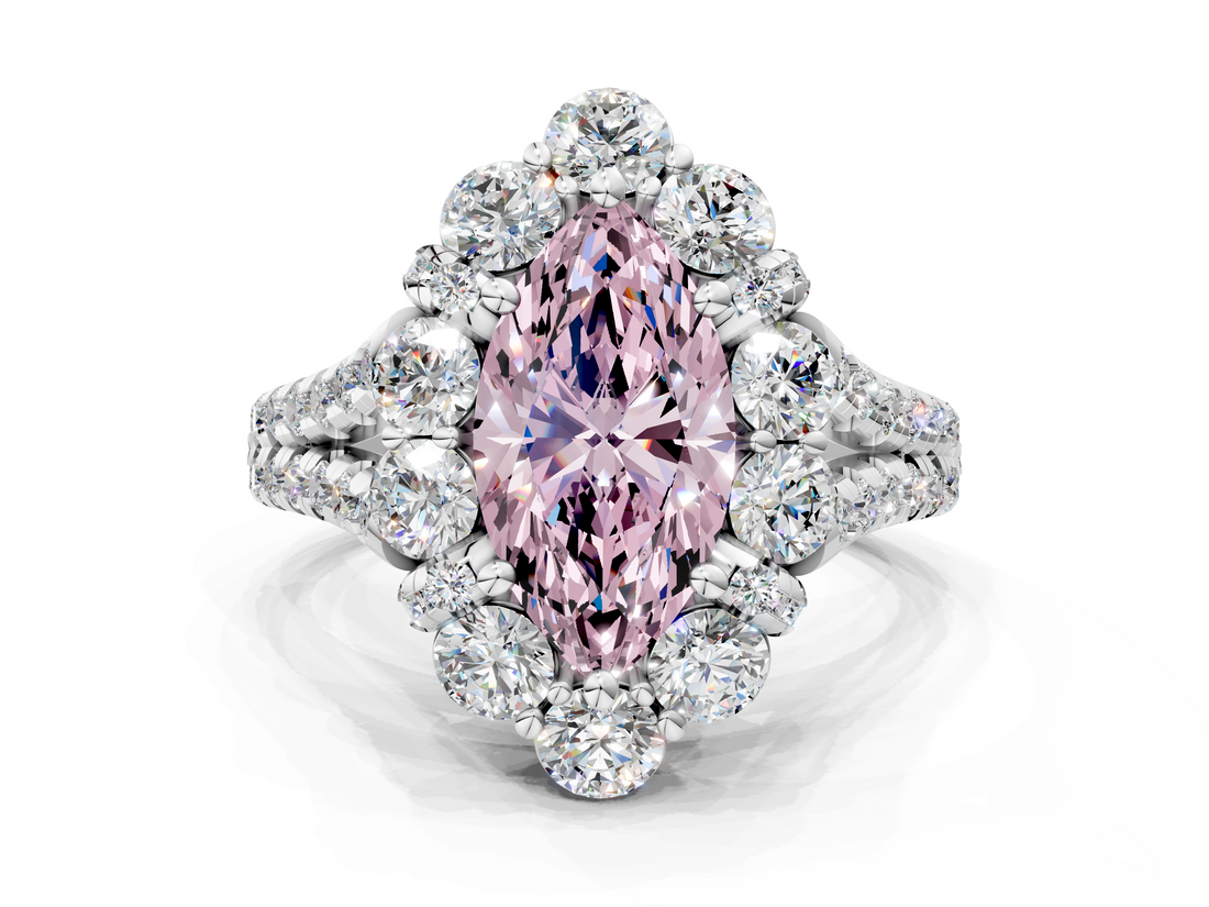 White gold Fancy Pink Marquise  Halo Split Shank Diamond Engagement Ring with Pave Band and Four-Prong Setting_54
