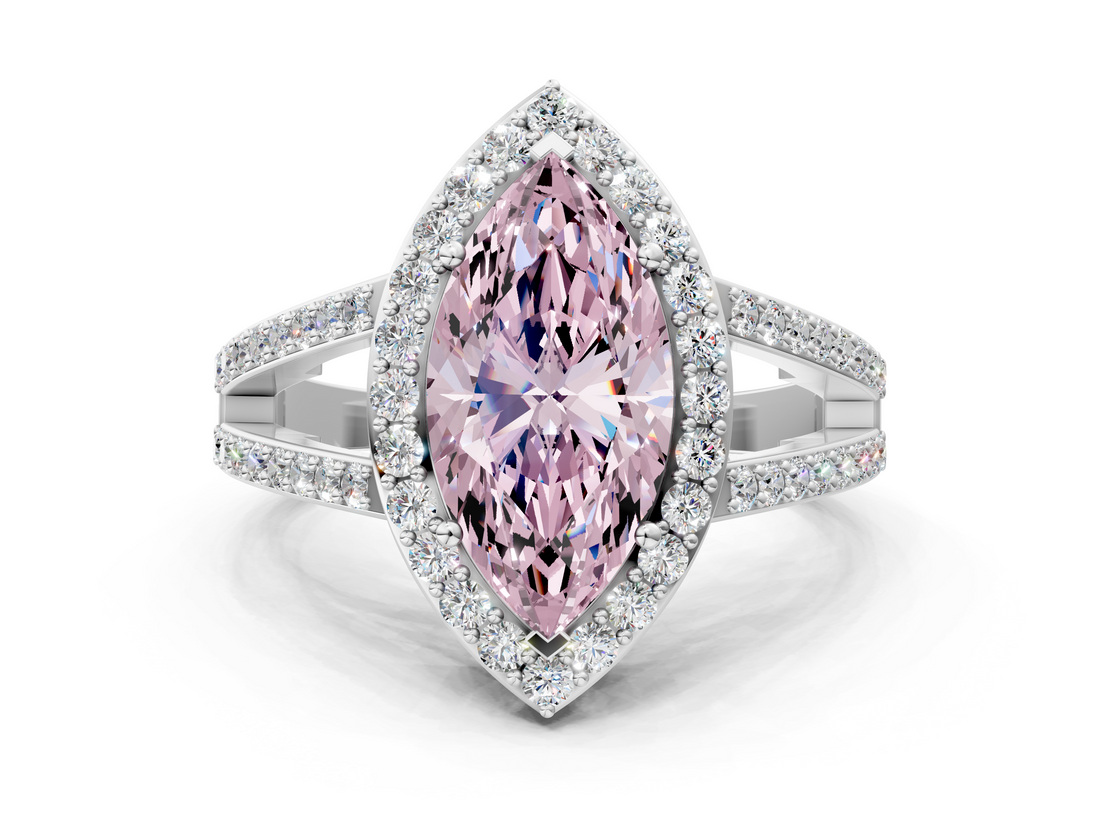 White gold Fancy Pink Marquise  Halo Split Shank Diamond Ring with Four-Prong Setting_32