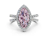 White gold Fancy Pink Marquise  Halo Split Shank Diamond Ring with Pavé Setting_26