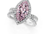 White gold Fancy Pink Marquise  Halo Split Shank Diamond Ring with Pavé Setting_27