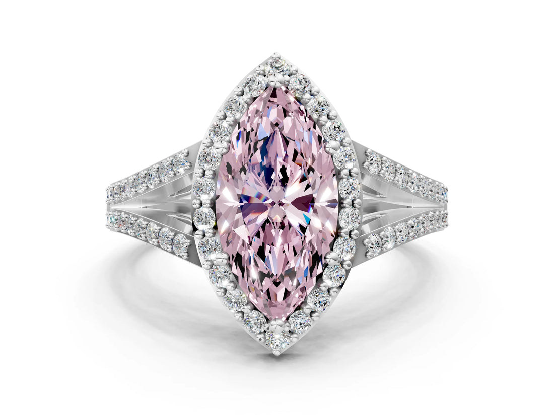 White gold Fancy Pink Marquise  Halo Split Shank Pave Diamond Ring with Four-Prong Setting_50