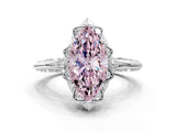 White gold Fancy Pink Marquise  Halo Split Shank Pave Diamond Ring with Petal Prong Setting_44