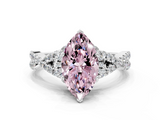 White gold Fancy Pink Marquise  Halo Twist Band Solitaire Prong Setting Ring_78