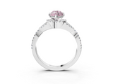White gold Fancy Pink Marquise  Halo Twist Band Solitaire Prong Setting Ring_81