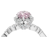 White gold Fancy Pink Marquise  Halo Twist Band Solitaire Ring with Six-Prong Setting_36