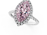 White gold Fancy Pink Marquise  Halo Twisted Band Four-Prong Diamond Ring_38