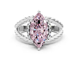 White gold Fancy Pink Marquise  Halo Twisted Band Four-Prong Ring_44