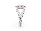 White gold Fancy Pink Marquise  Halo Twisted Band Four-Prong Ring_46