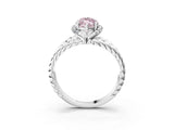 White gold Fancy Pink Marquise  Halo Twisted Band Four-Prong Ring_47