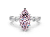 White gold Fancy Pink Marquise  Milgrain Bezel Diamond Engagement Ring with Solitaire Prong Setting_166
