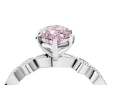 White gold Fancy Pink Marquise  Milgrain Bezel Diamond Engagement Ring with Solitaire Prong Setting_171