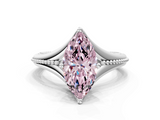 White gold Fancy Pink Marquise  Solitaire Beaded Band Six-Prong Setting_35