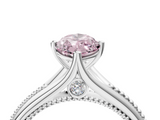 White gold Fancy Pink Marquise  Solitaire Beaded Band Six-Prong Setting_4