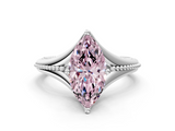 White gold Fancy Pink Marquise  Solitaire Beaded Band Six-Prong Setting_6