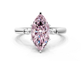 White gold Fancy Pink Marquise  Solitaire Beaded Band with Four-Prong Setting_112