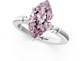 White gold Fancy Pink Marquise  Solitaire Beaded Band with Four-Prong Setting_113