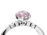White gold Fancy Pink Marquise  Solitaire Beaded Band with Four-Prong Setting_116