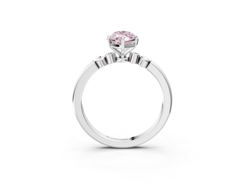 White gold Fancy Pink Marquise  Solitaire Beaded Band with Four-Prong Setting_27