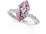 White gold Fancy Pink Marquise  Solitaire Bezel Accent Diamond Engagement Ring with Beaded Band and Four-Prong Setting_55