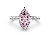 White gold Fancy Pink Marquise  Solitaire Bezel Accent Diamond Engagement Ring with Beaded Band and Four-Prong Setting_58