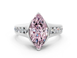 White gold Fancy Pink Marquise  Solitaire Bezel-Set Diamond Ring with Channel-Set Band_37