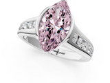 White gold Fancy Pink Marquise  Solitaire Bezel-Set Diamond Ring with Channel-Set Band_38