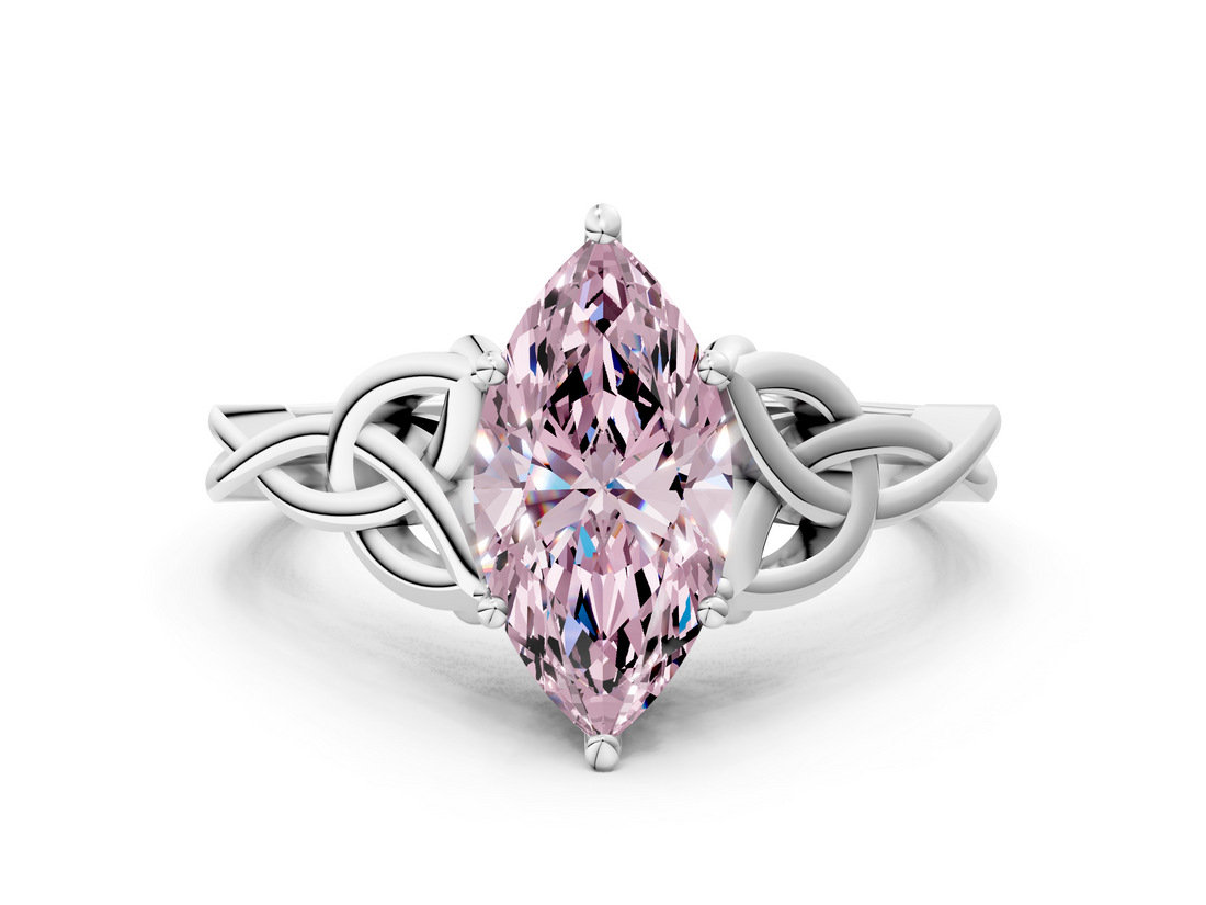 White gold Fancy Pink Marquise  Solitaire Celtic Knot Engagement Ring with Four-Prong Setting_42