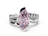 White gold Fancy Pink Marquise  Solitaire Channel-Set Split Shank Ring with Tension Prong Setting_3