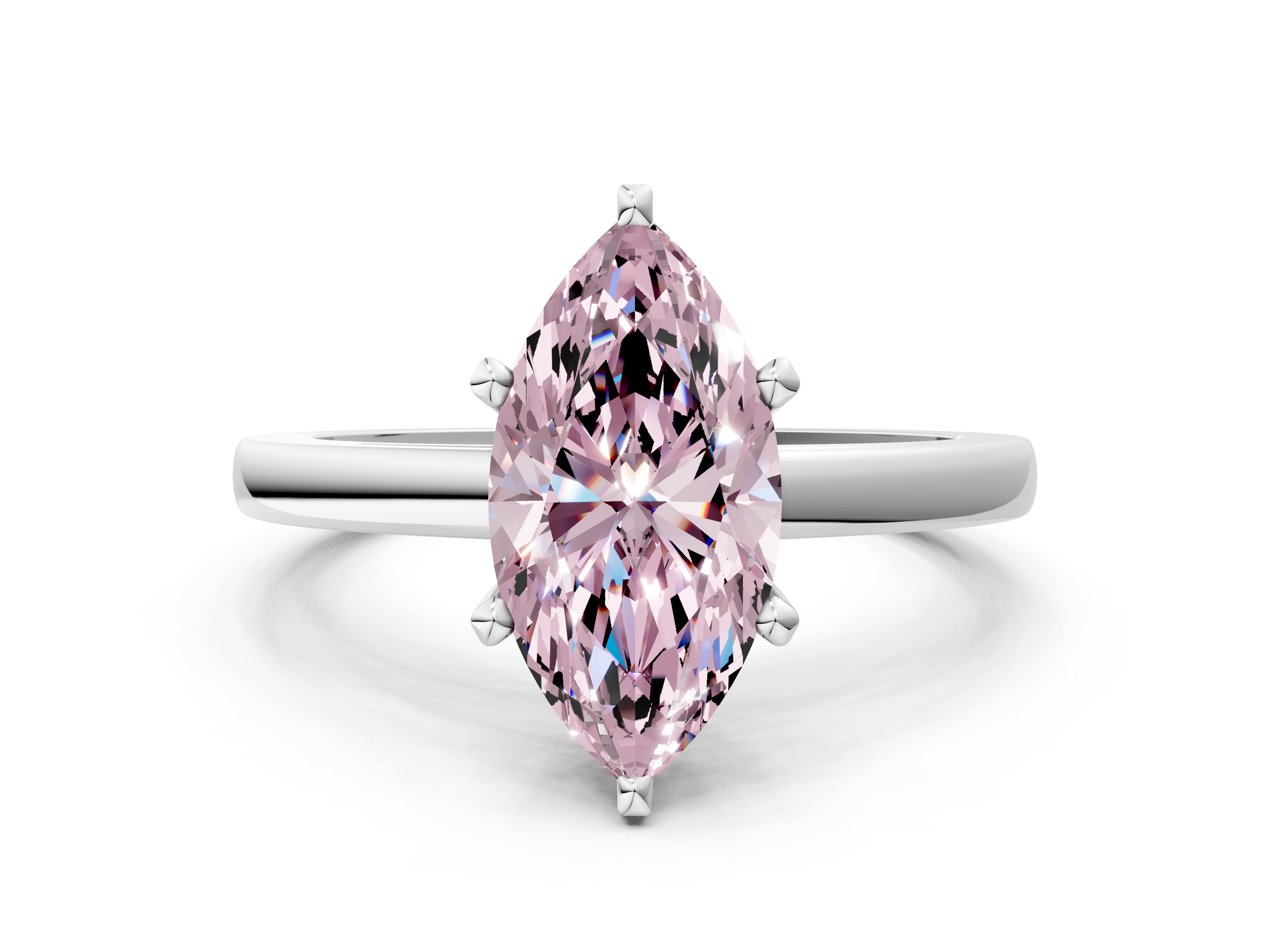 White gold Fancy Pink Marquise  Solitaire Diamond Engagement Ring with Four-Prong Setting on a Classic Band_3