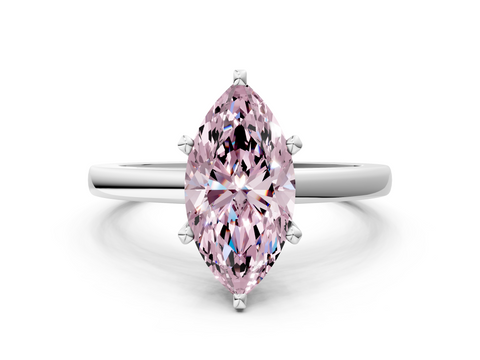 White gold Fancy Pink Marquise  Solitaire Diamond Engagement Ring with Four-Prong Setting on a Classic Band_3