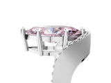 White gold Fancy Pink Marquise  Solitaire Diamond Engagement Ring with Pave Band and Four-Prong Setting