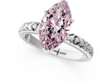 White gold Fancy Pink Marquise  Solitaire Diamond Engagement Ring with XO Engraved Band and Four-Prong Setting 2