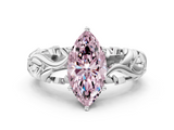 White gold Fancy Pink Marquise  Solitaire Diamond Leaf Vine Band with Prong Setting_47