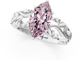 White gold Fancy Pink Marquise  Solitaire Diamond Leaf Vine Band with Prong Setting_48