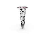 White gold Fancy Pink Marquise  Solitaire Diamond Leaf Vine Band with Prong Setting_50