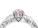 White gold Fancy Pink Marquise  Solitaire Diamond Leaf Vine Band with Prong Setting_52