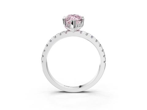 White gold Fancy Pink Marquise  Solitaire Diamond Pavé Band with Four-Prong Setting_80